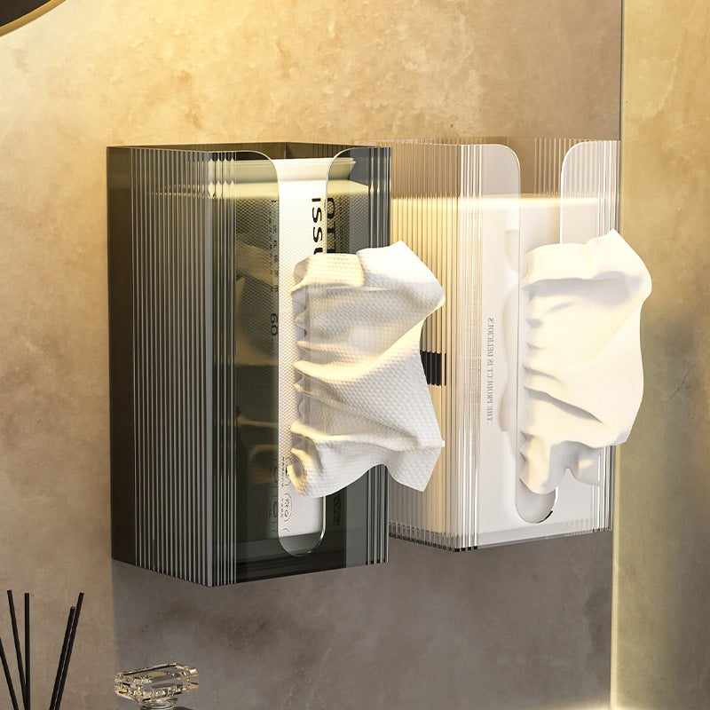 Bathroom Tissue Box Wall-Mounted Face Tissue Wash Towel Storage Box Bathroom Kitchen Inverted Paper Box For Hair - Image 3